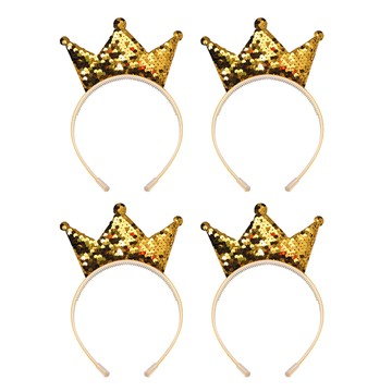 Allode 皇冠亮片派對用髮箍  4個  金色