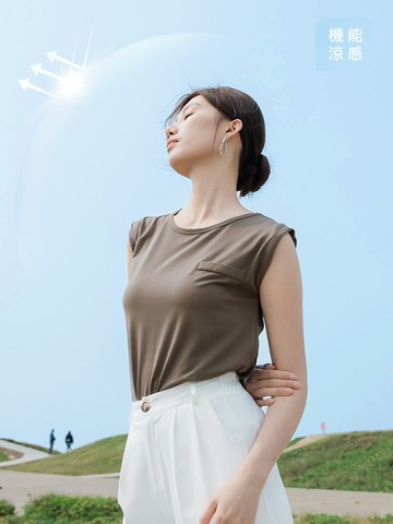 涼感．冰絲棉純色針織無袖背心防曬上衣