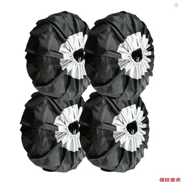 Crtw 4 件套輪胎罩備用輪胎罩套裝防水牛津輪胎紫外線防曬罩汽車車輪配件通用 RV、露營車、拖車、卡車 80 厘米 *