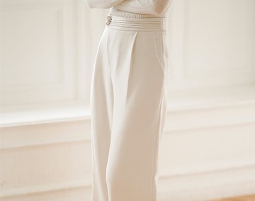 新中式  闊腿褲高端氣質高腰垂感寬松百搭休閒褲