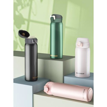 杯具熊保溫杯純色炫光綠情侶男士女生辦公室學生ins日系316不銹鋼