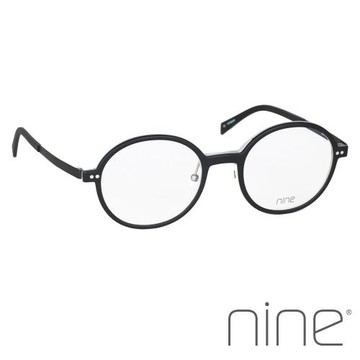 【nine】丹麥設計日本工藝純鈦 Toku系列格紋圓框光學眼鏡(黑) - NI3010-9000M