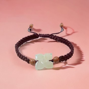 冰種飄花蝴蝶福蝶編織手鍊 | 天然緬甸玉A貨翡翠 | 送禮