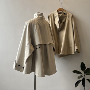 知性小文藝 韓系風衣外套小眾寬鬆中長大衣二色可選-設計所在