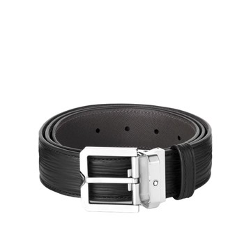 萬寶龍黑色方扣皮帶35MM