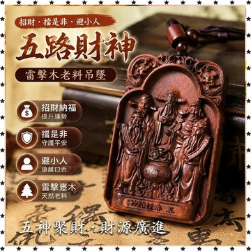 已開光🔥『法器』招財 雷擊木棗木老料吊墜項鏈46牌子浮鵰五路財神 擋是非 避小人  BNX6 開運