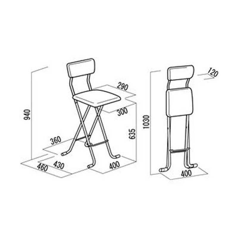 折りたたみ椅子 幅400×奥行460×高さ940mm ベージュ×ブラック 日本製