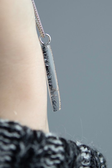 巴西超七毒液 老礦繁密黑藍色云母片發絲 銀項鏈 稀少罕見