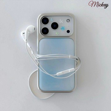 韓系簡約漸變色新款銀邊玻璃手機殼適用蘋果iPhone17promax高級感