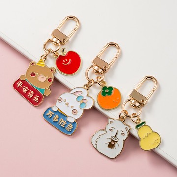 平安喜樂小動物吊牌鑰匙扣掛件airpods個性可愛耳機吊墜包包掛飾