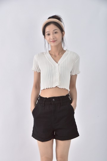 (F) net高腰質感素面黑色短褲
