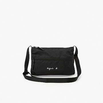 agnes b.Voyage logo環保布料肩背包(黑色)