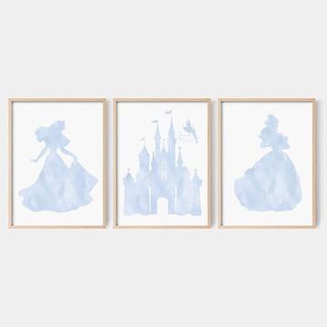Fairy tales nursery art,3張 可客製化 海報 掛畫