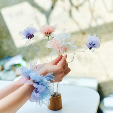 日本手作 | 可自由彎曲蕾絲裂布編織花 融入空間的大白花
