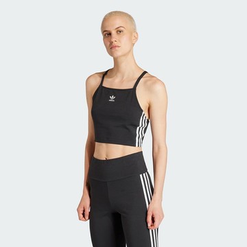 adidas 愛迪達 背心 女款 運動背心 慢跑 三葉草 亞規 3 S CROP TOP 黑 IU2405