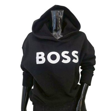 BOSS 經典品牌字母LOGO連帽內刷毛長袖上衣(男女同款)