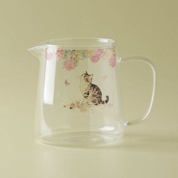 【茶品名】🍵公道杯 過濾 分茶器貓咪圖案玻璃公道杯傾倒茶水暢家用大容量茶具配件茶海泡茶分茶器