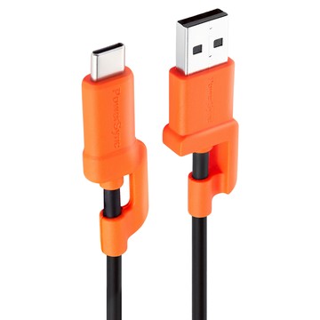 PowerSync 群加 USB A TO C 快充傳輸線 3A C2A-CB010  1m  黑色 + 橘色  1條