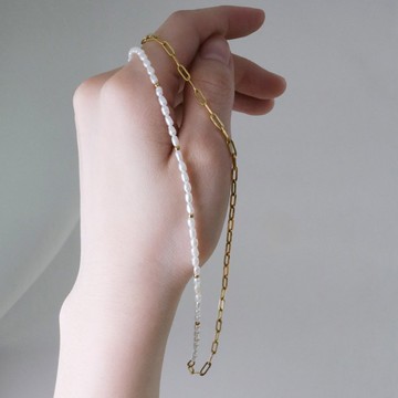 【設計師FORME系列】優雅。米粒珍珠拼接項鍊