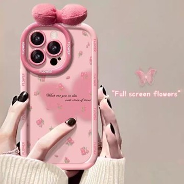 適用蘋果17promax手機殼16pm新女款iPhone15pro暈染彩繪蝴蝶結14promax粉色13泡芙11防摔硅膠xs小眾16pro軟殼