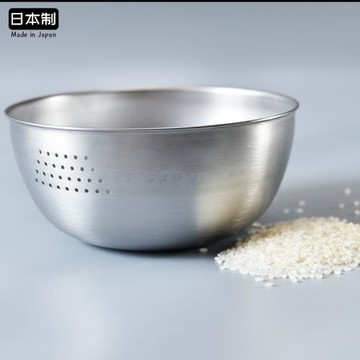 日本進口下村不銹鋼大碗洗菜籃水果瀝水漏水盆家用淘米盆洗米神器