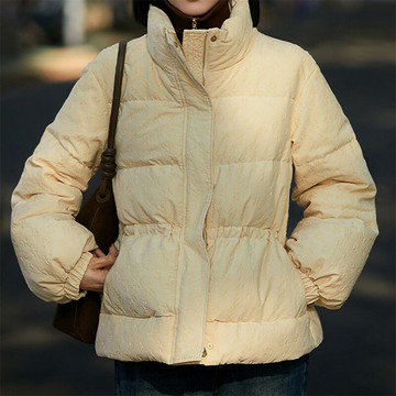 【巴黎精品】現貨+預購 頂級真羽絨外套90%鵝絨羽絨衣秋冬外套保暖大碼休閒女裝-提花奶油短款女外套a1lm26