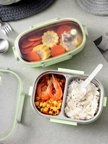 小號不銹鋼學生飯盒 小容量便當盒分格兩格保溫兒童餐盒