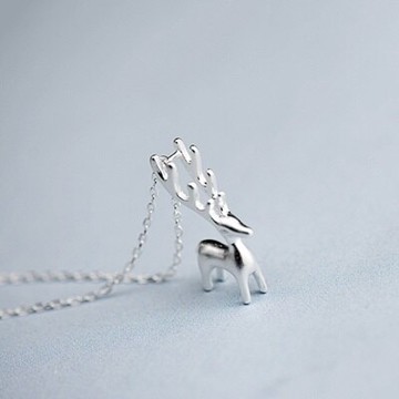 925純銀項鍊麋鹿吊墜-韓版清新百搭流行女配件73qr2【獨家進口】【米蘭精品】