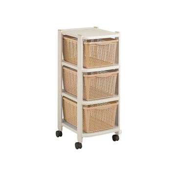 日本FUDOGIKEN 日本製三層收納籃推車/收納架(附滾輪)31.5x43x75cm