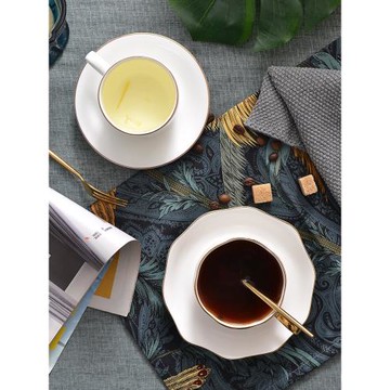 陶瓷咖啡杯套裝骨瓷歐式簡約金邊咖啡杯帶架子杯碟下午茶茶具logo