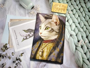 貓咪系列-薄棉布油畫風名畫貓貴族布書套-布書衣可適用A5-25K手冊