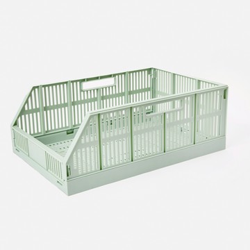 可折疊斜口收納籃L 淺綠