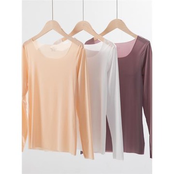女低領緊身超薄透明T恤肌底衣長袖打底衫內搭上衣肉色秋衣美膚衣