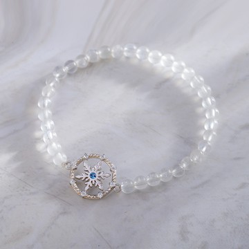 [925純銀]冰雪奇緣月光石雪花鋯石手鍊【SL948】-銀