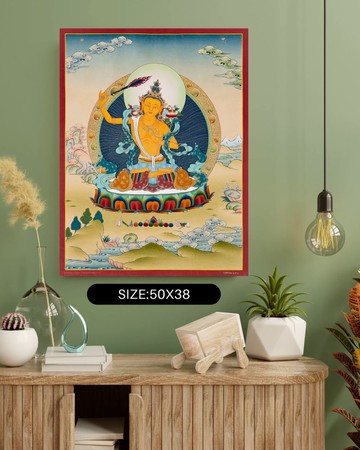 美麗的文殊菩薩唐卡 – 手工製作的藏傳佛教藝術