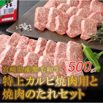 ふるさと納税 木城町 宮崎県産黒毛和牛 特上カルビ焼肉用500gと焼肉のたれセット