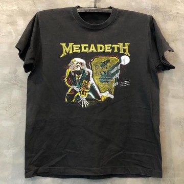 Megadeth賽博朋克vintage復古短袖男女ins超火oversize質感T恤潮