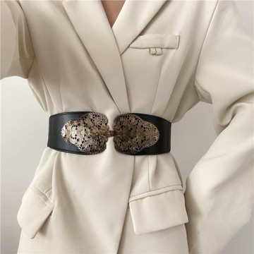 復古女時尚百搭外套彈力顯瘦腰封