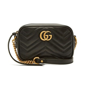 GUCCIGGMarmont系列仿舊金色LOGO山字車紋拉鍊肩背包MINI款(預購+現貨)    ~【 購物節優惠 ★ 菲尼斯 國際精品 3折起 】