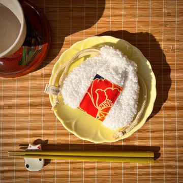 舊和服布料飯糰迷你束口袋