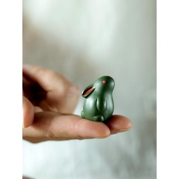 迷你年余紫砂茶寵可養茶玩手工精品創意茶壺茶寵金蟾兔子擺件