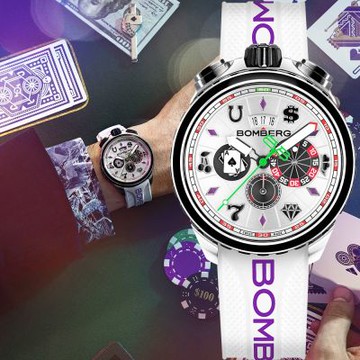 BOMBERG 炸彈錶BOLT-68 ICE CRYSTAL CASINO冰晶賭場計時手錶 新年開運 送禮推薦 BS45CHSS.075-3.12