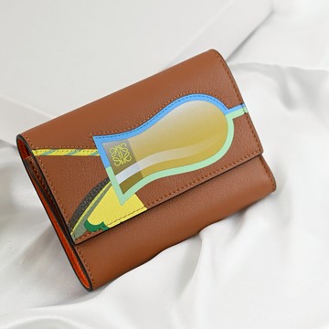 LOEWE x Paula’s Ibiza 雞尾酒印花釦式零錢短夾.咖/橘