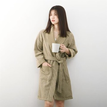 金號純棉浴衣柔軟透氣浴袍男女家居服全棉立體紋高雅大氣沉穩商務