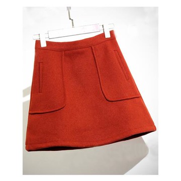 2025年春季新款韓版毛呢短裙A字裙口袋呢子打底百搭高腰半身裙女