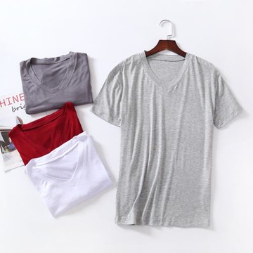 莫代爾T恤男士短袖夏季半袖家居服上衣加大碼運動中年冰絲打底衫