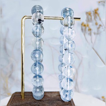 【海藍寶雲母共生】黑骨幹共生海藍寶石手鍊手串