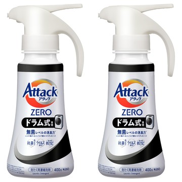 Attack 一匙靈 zero洗衣精 滾筒用 按壓式 無髒污/無異味/無殘留 高效潔淨力  400g  2瓶