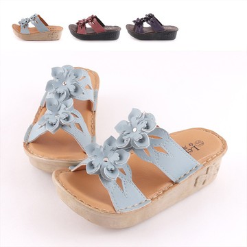 【韓國K.W.】YT7075MIT雙花厚底舒壓穆勒涼鞋(涼鞋/羅馬鞋/樂福鞋/休閒鞋)