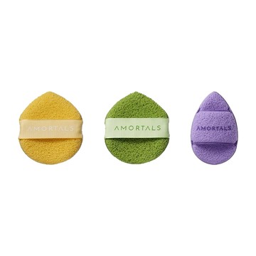 AMORTALS爾木萄洗笑顏開潔顏撲 溫和清潔毛孔 卸妝洗臉二合一 打造健康美肌  黃色 + 綠色 + 紫色  1件